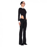 Yu Shuxin's same style black and white contrasting color lapel long-sleeve jacket with hardware details and slim-fit plaid pants for a hot girl look
