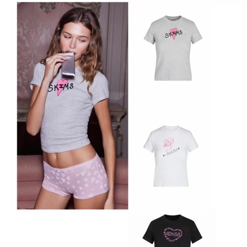 New Heart Angel Round Neck Short Sleeve Versatile T-Shirt Cupid Print Casual Top