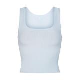 U-neck ribbed camisole European and American slim-fit solid color inner layer outerwear sports crop top