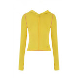 Slim-fit hooded zip-up short jacket and pants set with letter print and contrast stitching