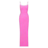 Valentine's Day limited edition 2-color custom-dyed multi-layer stretch lace bodycon dress with lace trim and hip-hugging long irt