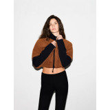 25 Fall/Winter Casual Sportswear Women's Color-Block Long-Sleeve Stand-Up Collar Lamb Wool Versatile Long-Sleeve High-Collar Short Jacket