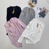 cotton ribbed long-sleeve T-shirt top
