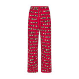 Christmas limited edition sweet and cute cartoon casual long pants with suspenders, suitable for wearing outside as loungewear set