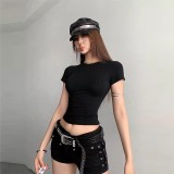 Niche brand Jinjie now offers the * ribbed short-sleeve -style cotton rib shapewear top sports T-shirt