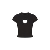 26 New Valentine's Day Limited Edition Heart-Shaped Hollow Short-Sleeve T-Shirt and Straight-Leg Shorts Casual Versatile Set