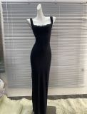 [New Hot Item] 's new layered lace wide-brimmed tank top long dress, faux two-piece - no returns or exchanges