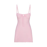 -style European and American sexy LOGO POINTELLE Valentine's Day floral hollow-out cotton set
