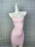New   Valentine's Day cherry blossom pink lace bodycon sexy hot girl camisole dress