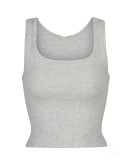 Influencer I*M*S Ouyang Nana's same style tank top with square neckline, high elasticity, ribbed sports short camisole