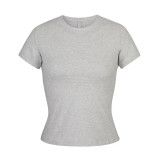 basic style round neck short-sleeve stretchy tight-fitting T-shirt for women, same style as Yimengling and