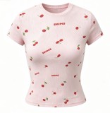 top T-shirt short sleeve stretch slim fit Kylie style ribbed pure cotton crew neck base shirt