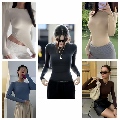 [Bestseller] Ski*m*s Fits Everybody Classic Slim-Fit Nylon Long-Sleeve Women's Tight-Fitting Top