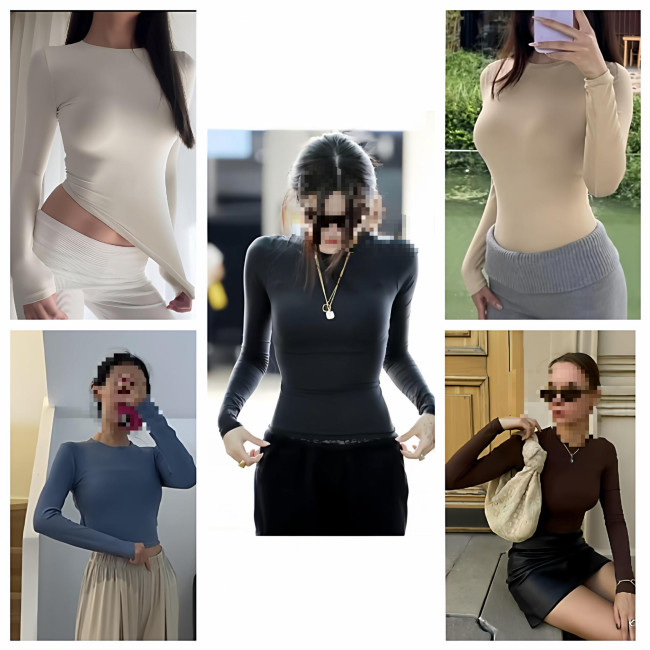 [Bestseller] Ski*m*s Fits Everybody Classic Slim-Fit Nylon Long-Sleeve Women's Tight-Fitting Top