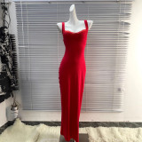 [New Hot Item] 's new layered lace wide-brimmed tank top long dress, faux two-piece - no returns or exchanges