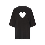 26 New Valentine's Day Limited Edition Heart-Shaped Hollow Short-Sleeve T-Shirt and Straight-Leg Shorts Casual Versatile Set
