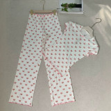 top, -style straight-leg pants, slim-fit sexy short-sleeve T-shirt, heart-printed set