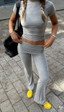 Kendall  's new spring/summer color cotton ultra-comfortable versatile casual cuffed flared pants