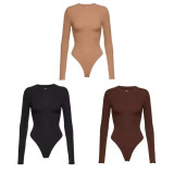 Jennie style long-sleeve one-piece t-shirt for women, cotton base layer, slimming top