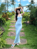 A tribute to Marilyn Monroe,   ribbed lace trim, scoop neck U-neck backless long dress goddess gown