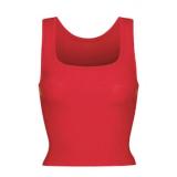 U-neck ribbed camisole European and American slim-fit solid color inner layer outerwear sports crop top