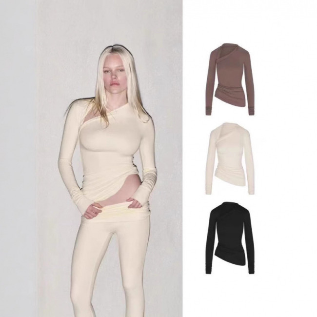 CLOUD ASYMMETRIC LONG SLEEVE TOP asymmetric long sleeve set