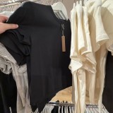 Correct  COTTON JERSEY  European and American style angled waist short-sleeved T-shirt base top