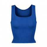 U-neck ribbed camisole European and American slim-fit solid color inner layer outerwear sports crop top