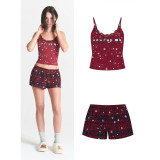 Christmas limited edition lace camisole top, slim fit, can be worn as an outer layer, home wear set