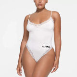 blogger's same style FITS EVERYBODY lace-trimmed camisole bodysuit