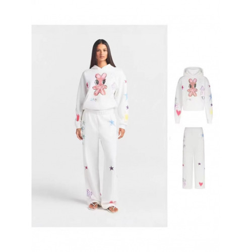 Cute Bunny Easter Limited Edition Graffiti Series Hooded Pullover Sweatshirt and Straight-Leg Pants