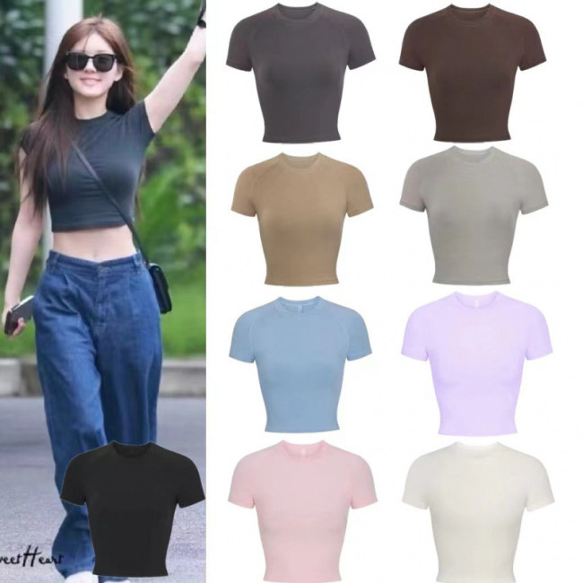 alternative basic sports cotton T-shirt, cropped short-sleeved top