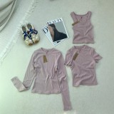 cotton ribbed long-sleeve T-shirt top