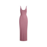Round Neck Strap Dress Long Skirt SMOOTH LAYERS SCOOP NECK LONG