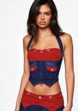 Corduroy patchwork denim halter corset TOMMIE jeans