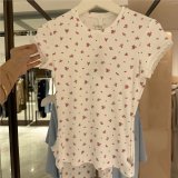 top T-shirt short sleeve stretch slim fit Kylie style ribbed pure cotton crew neck base shirt