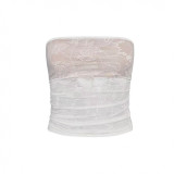 European and American sexy see-through lace hollow-out strapless off-shoulder solid color slim-fit fashionable top