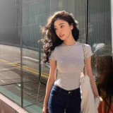 women's clothing wholesale im solid color round neck short sleeve T-shirt for women 24 summer new casual slim-fit style
