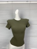 Niche brand Jinjie now offers the * ribbed short-sleeve -style cotton rib shapewear top sports T-shirt