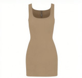 *s*k*  bodycon pink ribbed slip dress sleeveless U-neck tank dress mint green