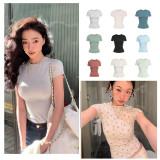 Celebrity Style: 's Cotton Jersey Short Sleeve Top for a Perfect Figure, High Quality