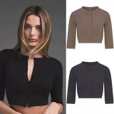 New  SMOOTH LAYERS CROPPED CARDIGAN comfortable short button-up cardigan jacket