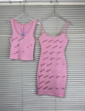 S·kims  rhinestone letter logo tight-fitting bodycon strap dress sexy lace dress