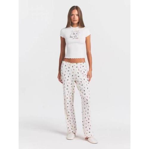 Easter limited edition lamb print graffiti lace T-shirt and pants set