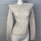alternative to  and Zhao Lusi's style, COTTON JERSEY tight-fitting cotton base shirt, long-sleeve t-shirt
