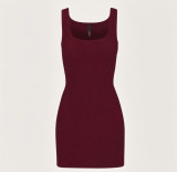 *s*k*  bodycon pink ribbed slip dress sleeveless U-neck tank dress mint green