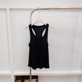 -style U-neck ribbed tank top, slim-fit solid color, suitable for both inner and outer wear, sports crop top