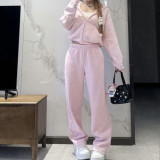 sweatpants cotton fleece series classic straight-leg pants long pants sports loose casual hooded set