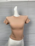 Niche brand Jinjie now offers the * ribbed short-sleeve -style cotton rib shapewear top sports T-shirt
