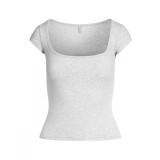COTTON JERSEY SCOOP NECK T-SHIRT French square neck short-sleeve T-shirt